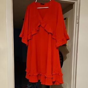 Red Ruffled Tiered Mini Sundress for Cocktail Events